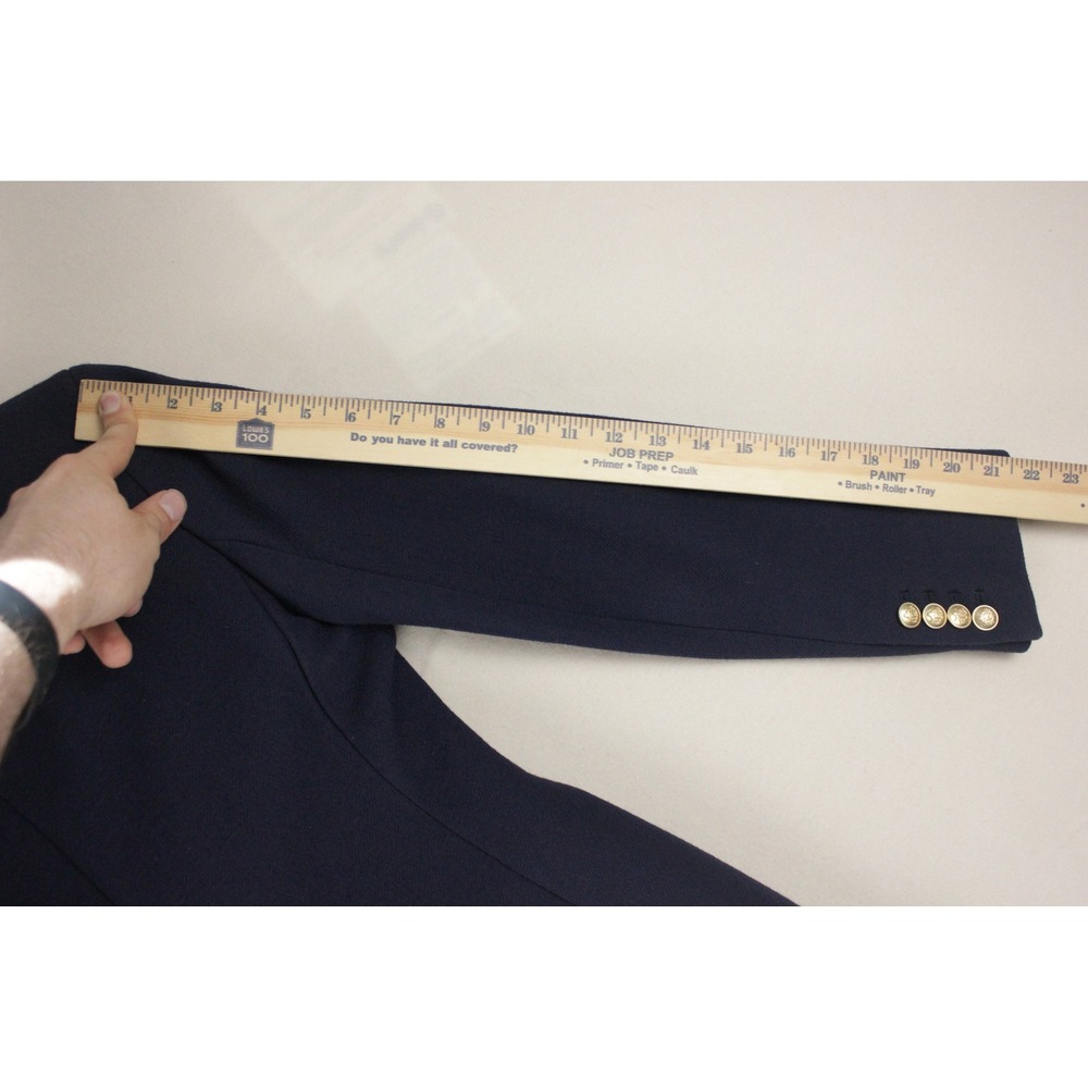 J.Crew Italian Double Cloth Wool Blazer Navy Gold Crest Buttons BV087 Sz 0 - Picture 13 of 13